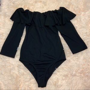 Black off the shoulder bodysuit